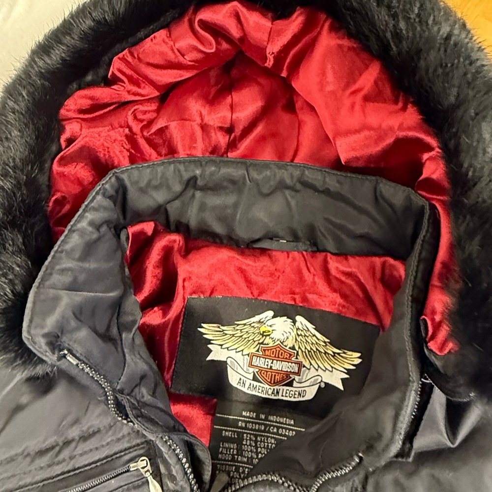 Harley-Davidson Coat size Small Women’s Black Hooded Jacket Size S - Picture 7 of 14